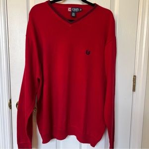 Chaps Men’s Pullover Long Sleeve V-Neck Knit Sweater | RED Sz XL 100% cotton